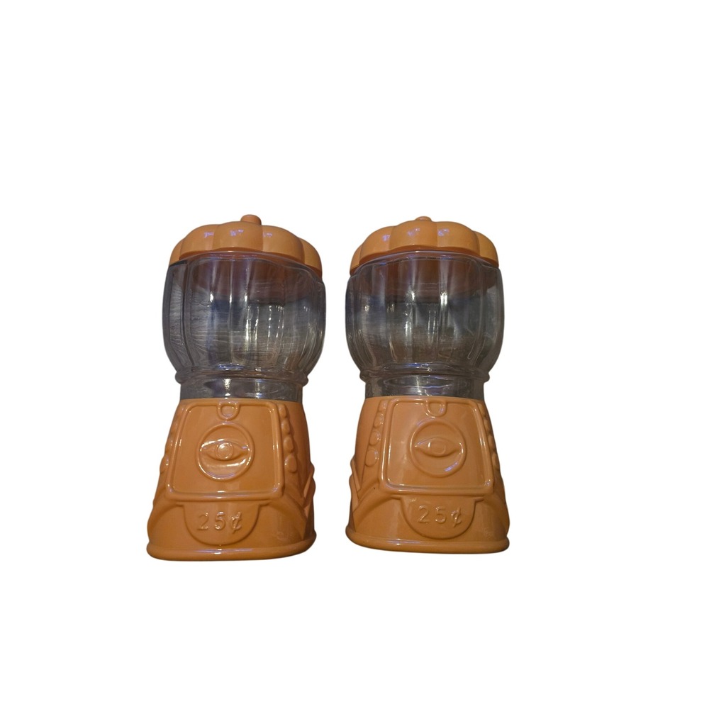 Horizon Group USA Orange Glass Gumball Machine Candy Jars Set of 2 Halloween